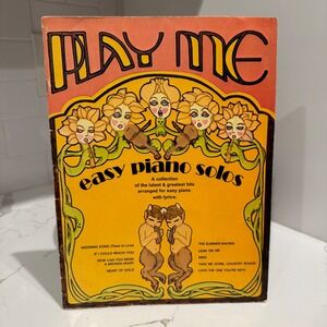Vintage 1973 Play Me Easy Piano Solos Songbook Warner Bros Ingrid Art 70s Hits